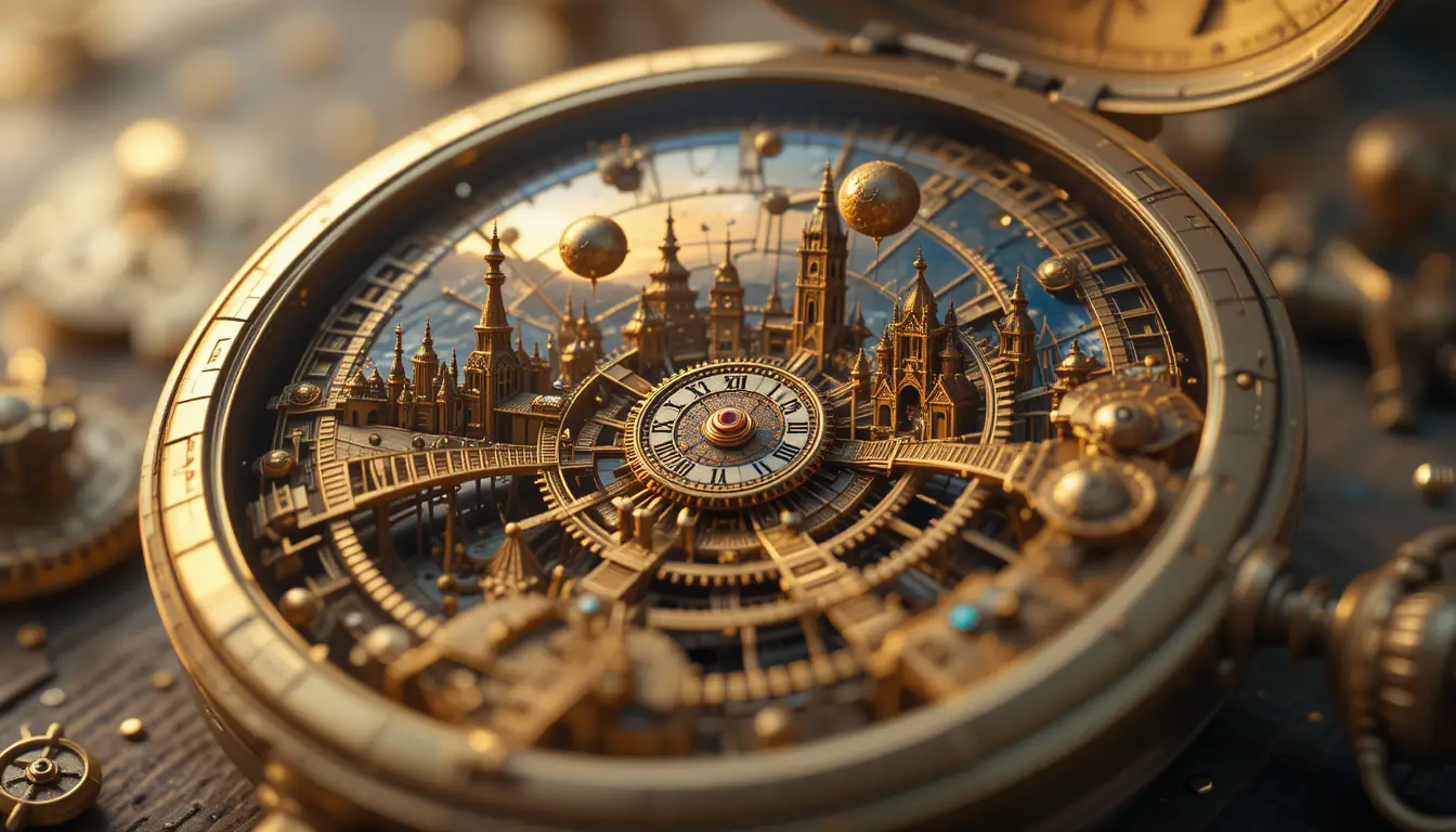 Ancient Pocket Watch Revealing A Hidden Steampunk City