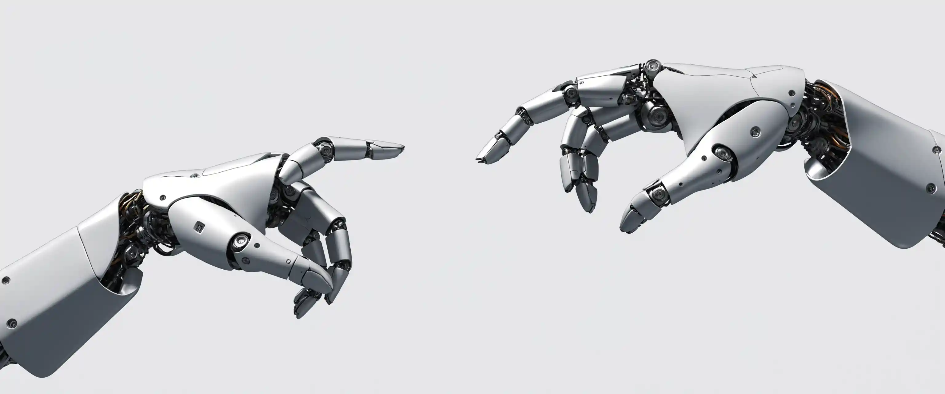 Robotic six fingered hands recreating the creation of Adam