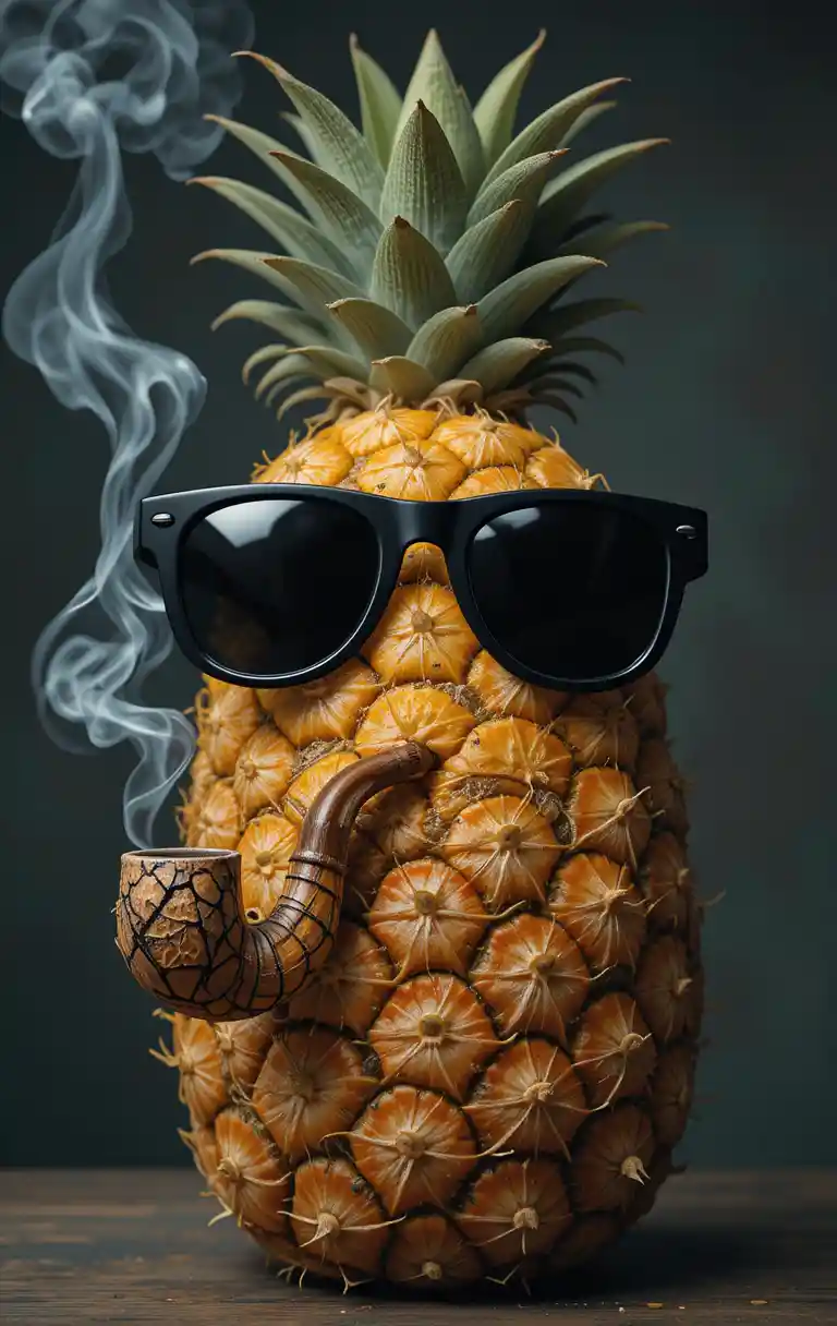 Coole Ananas mit Sonnenbrille und Pfeife