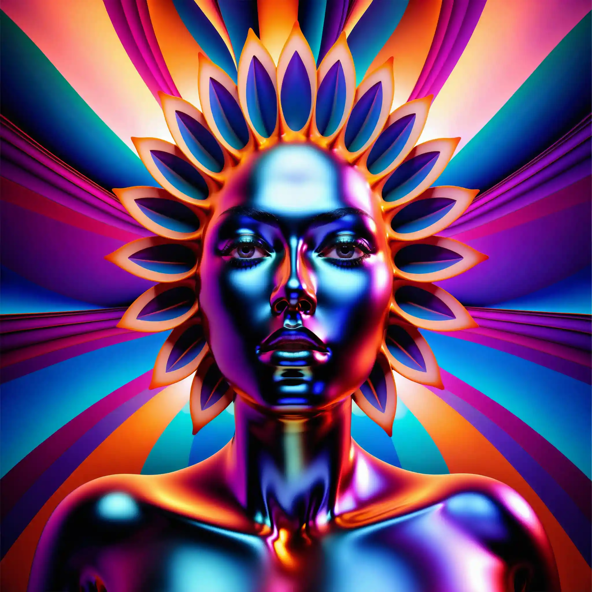 Hyper realistic abstract portrait of a mysterious woman
