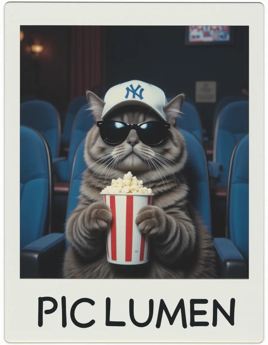 Scottish Fold cat in sunglasses at the movie theater