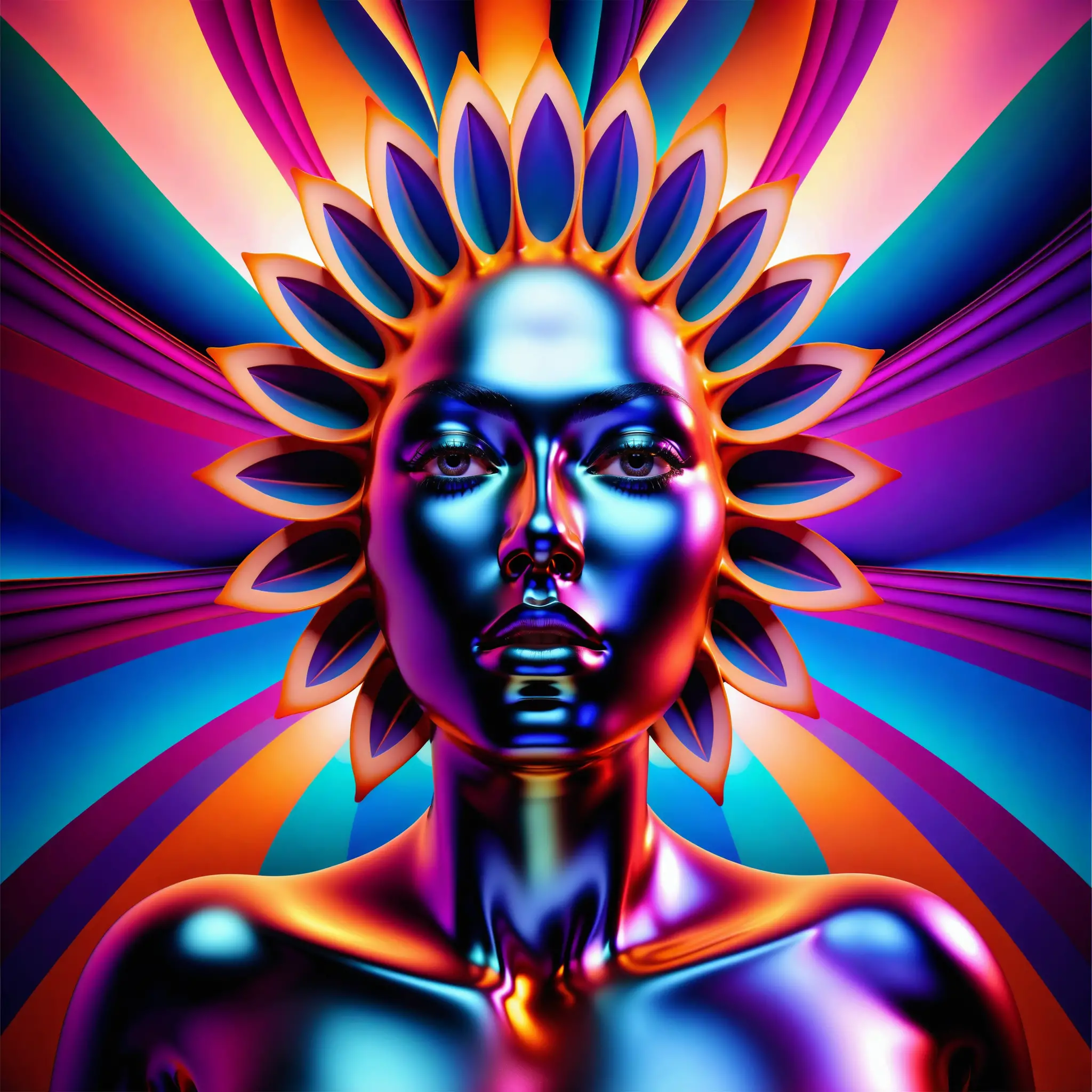 Hyper realistic abstract portrait of a mysterious woman