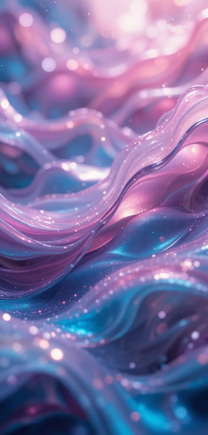 Dreamy abstract waves in iridescent turquoise and violet