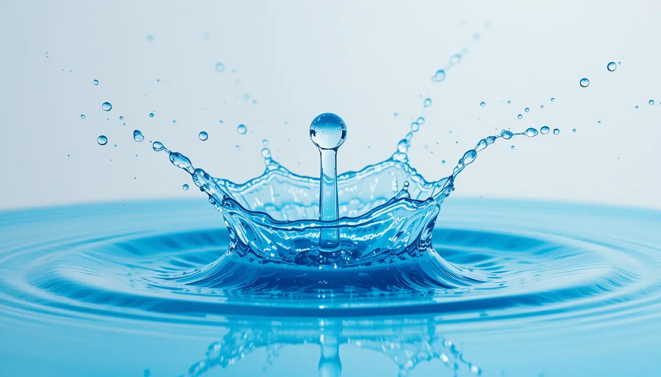 Close up splash of a blue water droplet