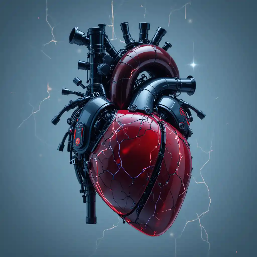 Futuristisches biomechanisches Herz mit kybernetischem Turbinenantrieb