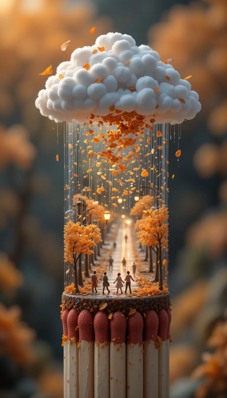 Futuristic miniature world on a single match head