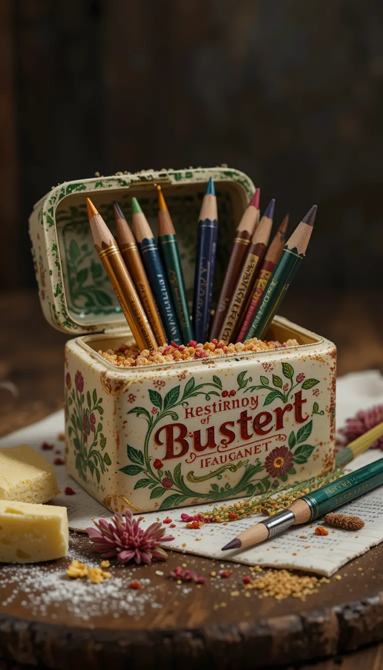 Pickled fish in butter dish used as creative pencil holder