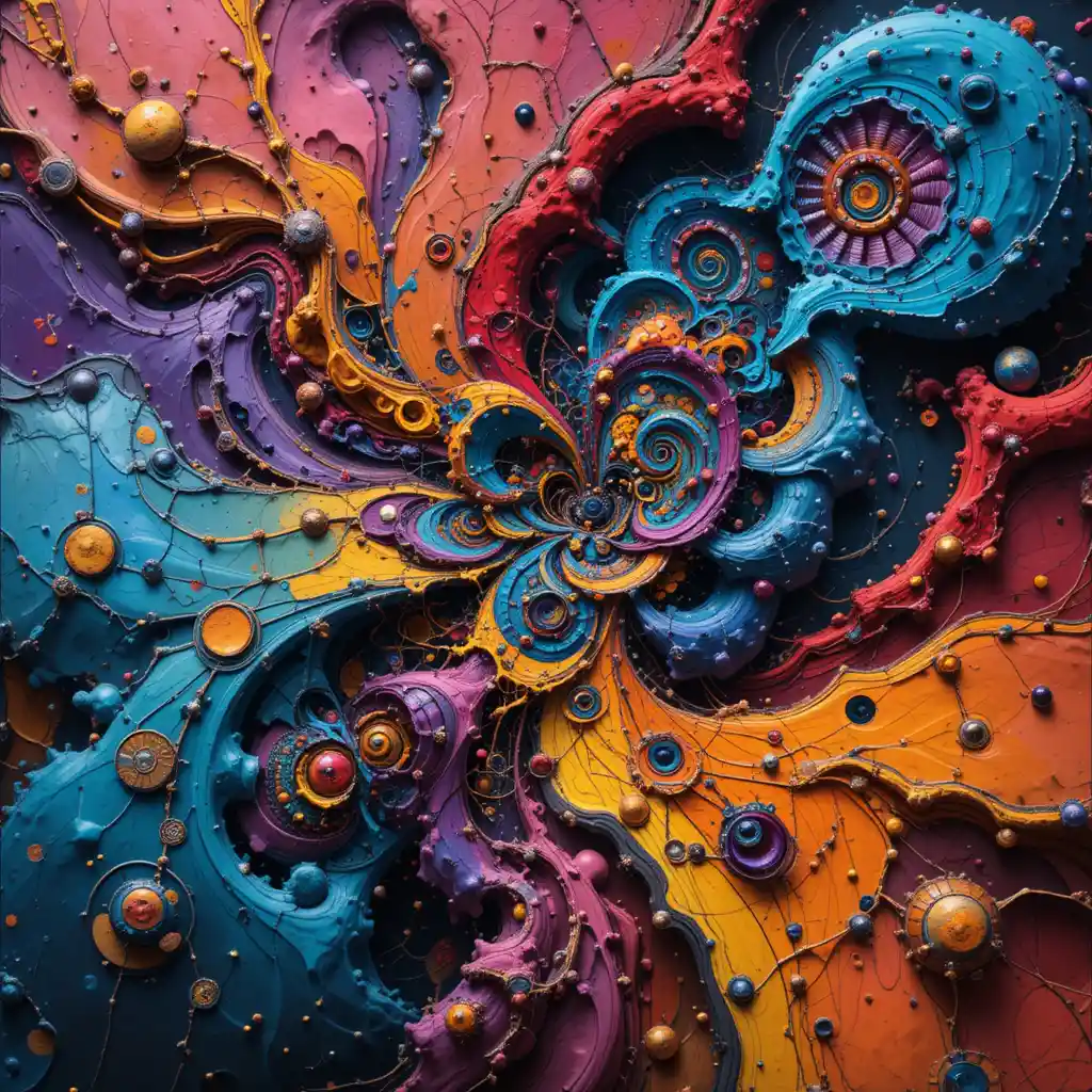Colorful abstract fractal art with psychedelic kaleidoscopic forms