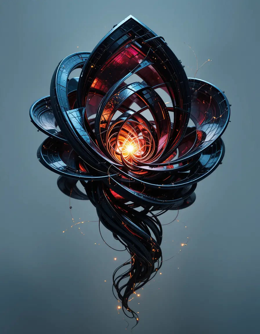 Abstract twisting form blending organic and geometric design