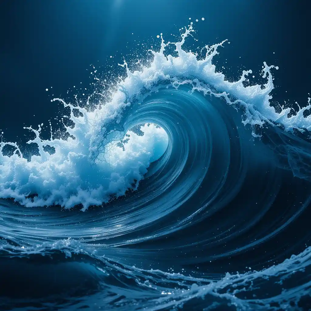 Deep blue ocean with calm and fluid water energy