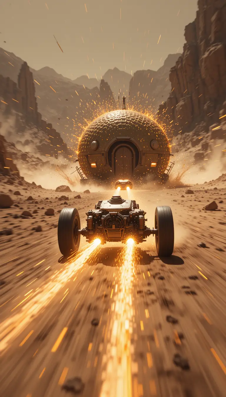 Small robotic vehicle racing toward distant durian habitat