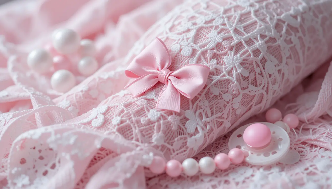 Soft pink and white baby blanket with pacifier