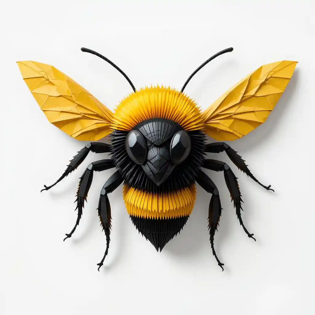 Origami bumblebee vector graphic on a clean white background
