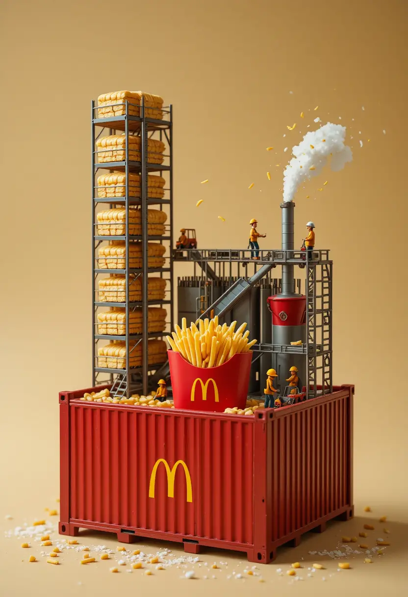 Miniature French Fry Factory Inside A Red Container