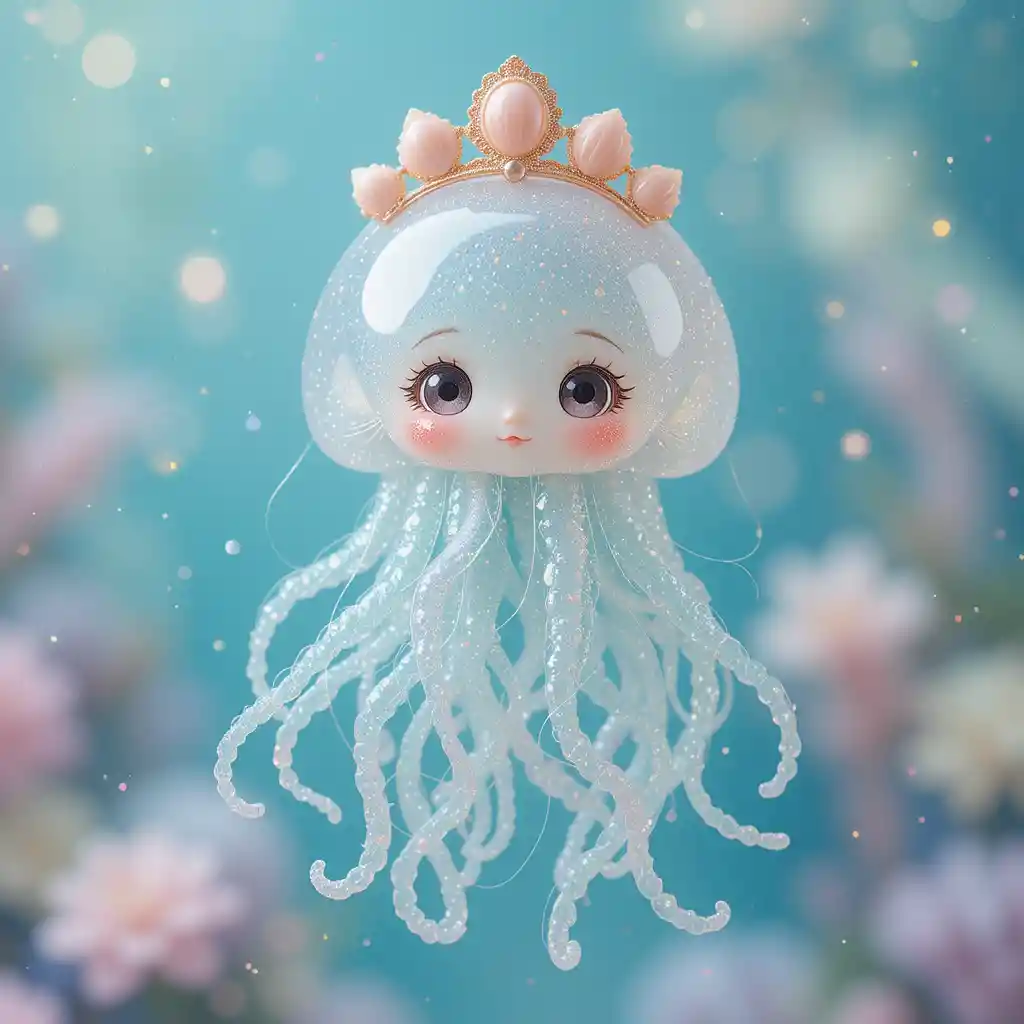 Cute jellyfish princess collectible toy with seashell tiara