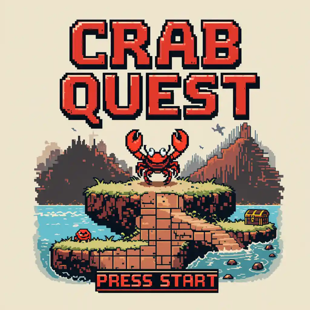 Pixel art crab quest overworld map t shirt design