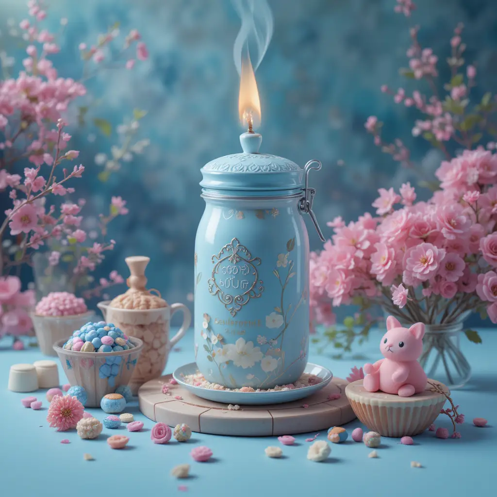 Peaceful pastel home office with cozy 3d workspace