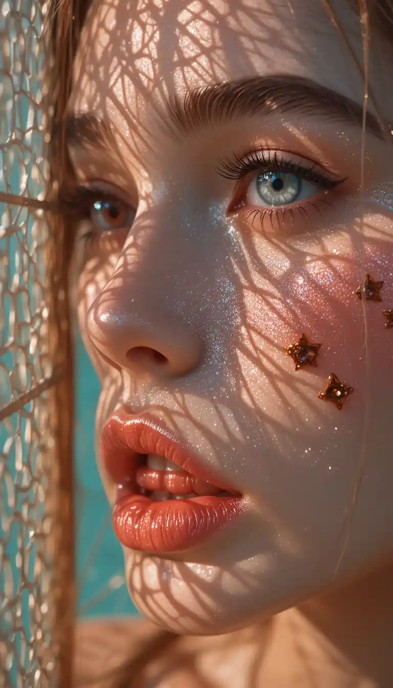 Close up portrait of a young woman in sunlight