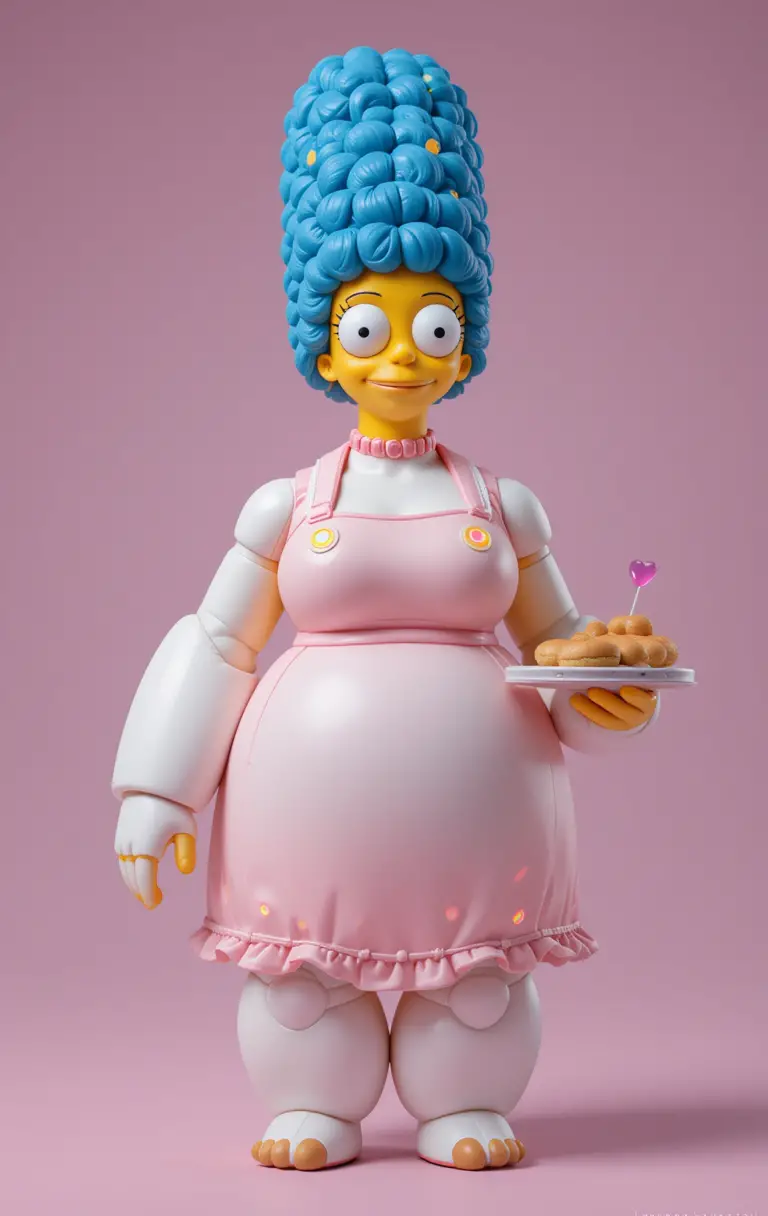 Cute vinyl robot homemaker toy with pastel colors