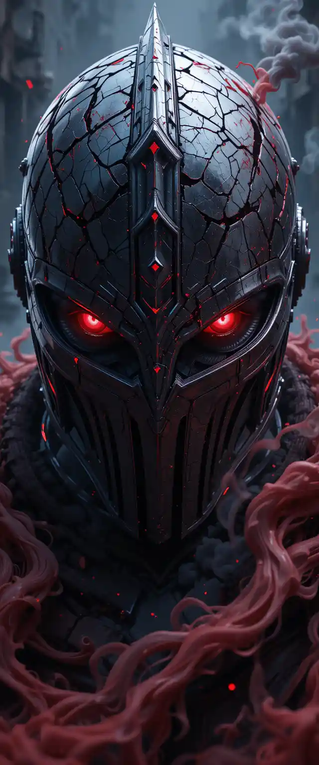 Illustration anime en gros plan d’un casque de vampire fissuré