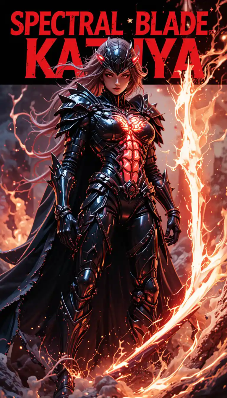 Spectral blade warrior in erotic cyber mythology style