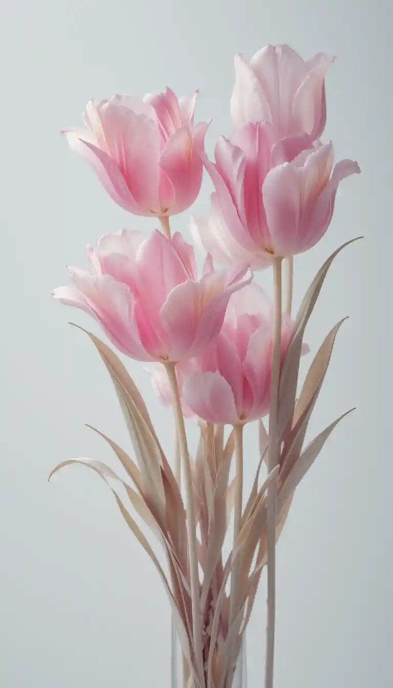 Pastellrosa Tulpen im transparenten Röntgen-Blumenstil