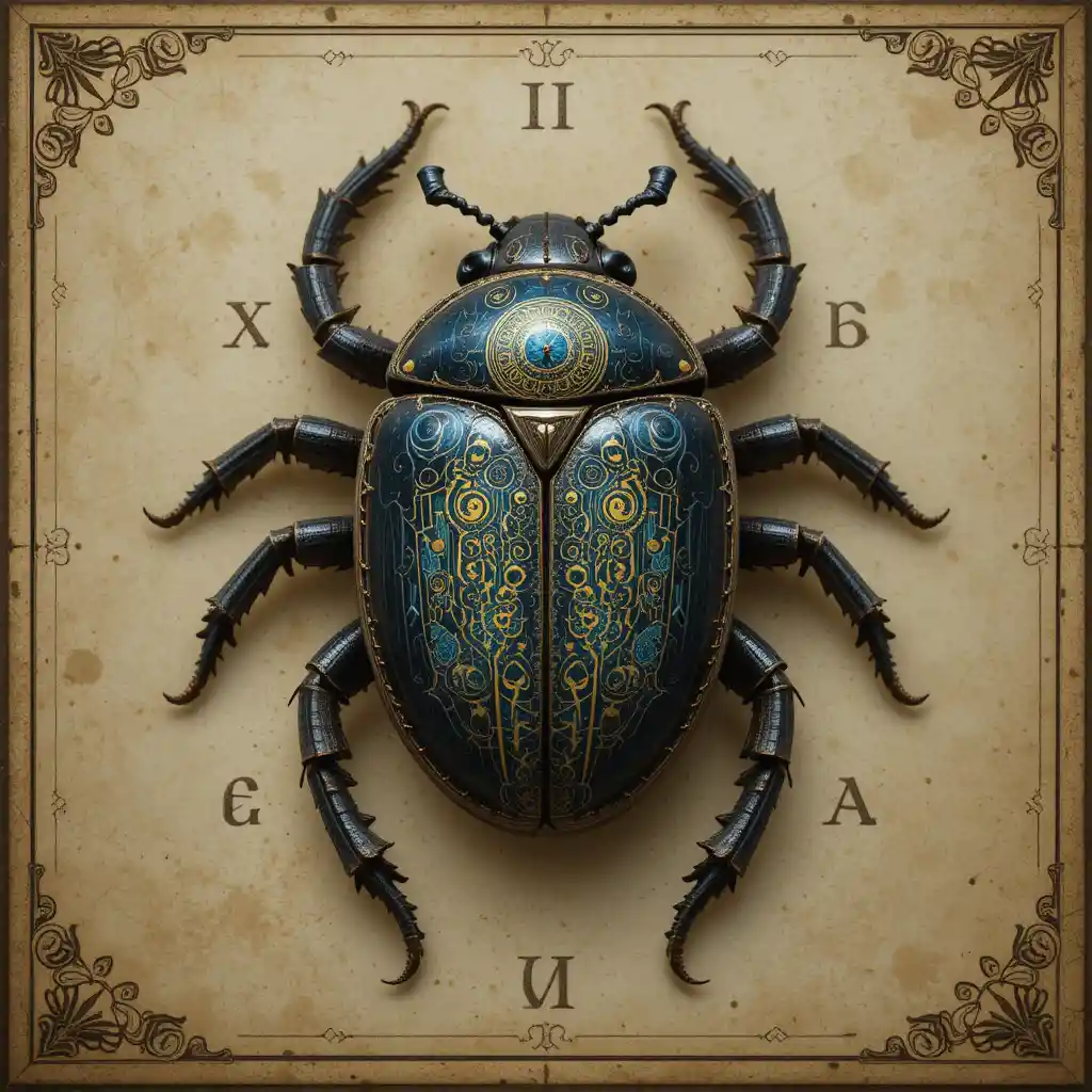 Magical time scarab in a mystical fantasy realm