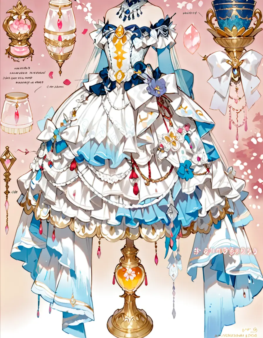 Japanese dessert dress with cherry blossom background