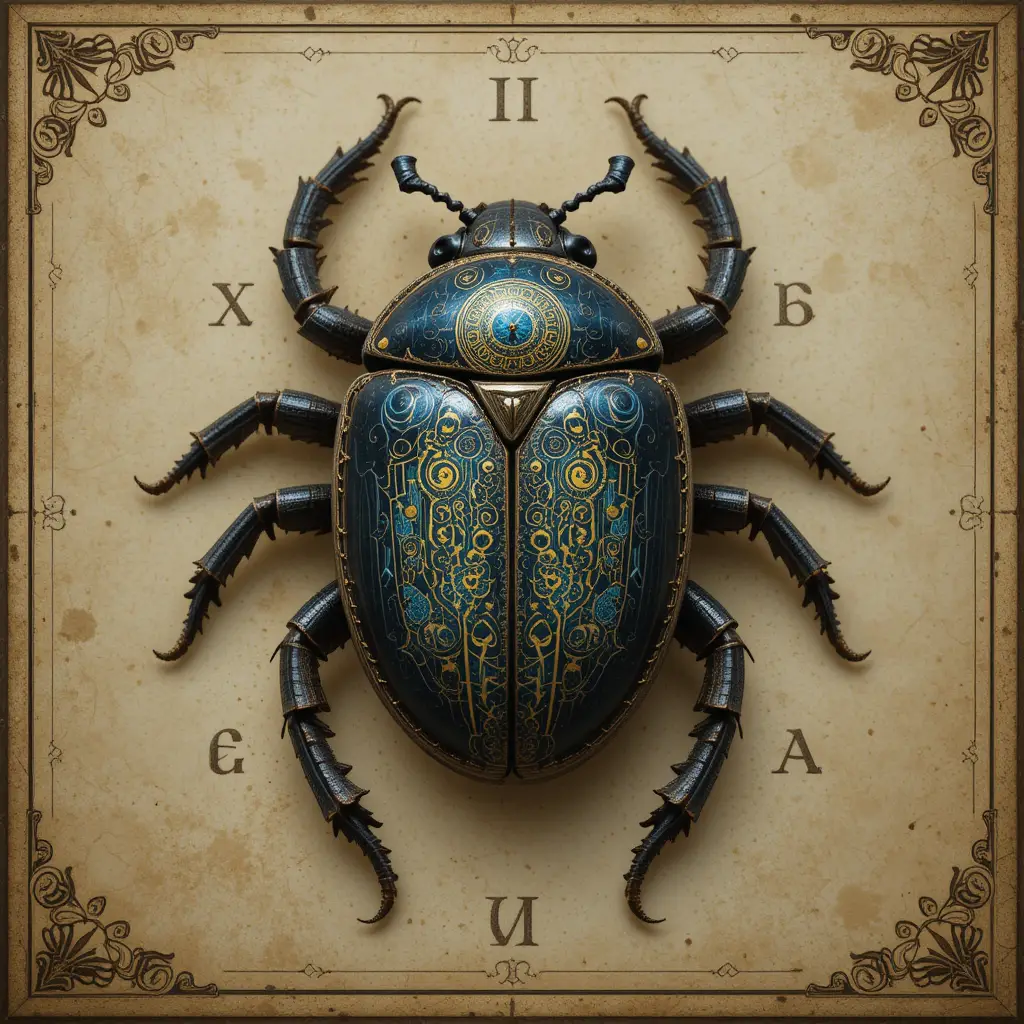 Magical time scarab in a mystical fantasy realm
