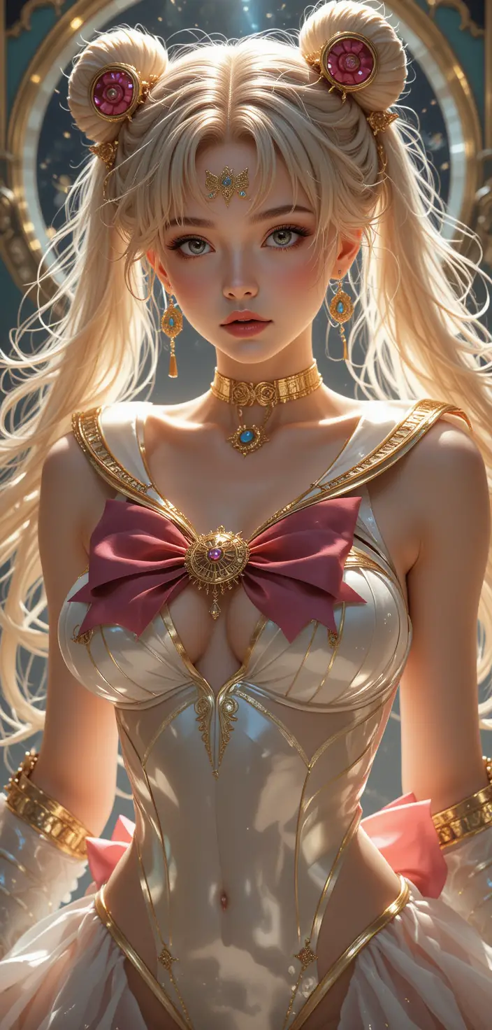 柔和光線下的感性美少女戰士月光動漫肖像