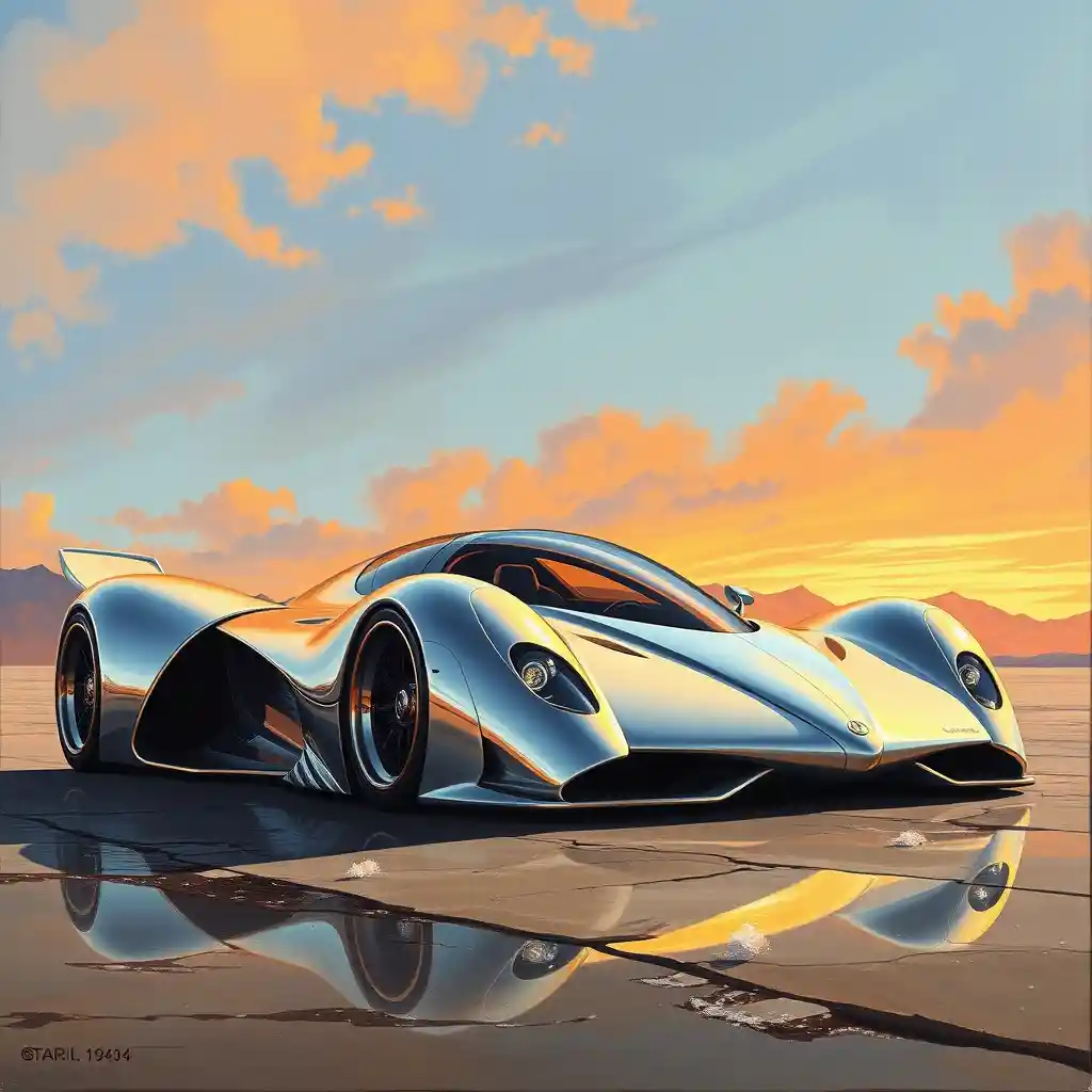 Ultra realistic oil painting of a futuristic hypercar