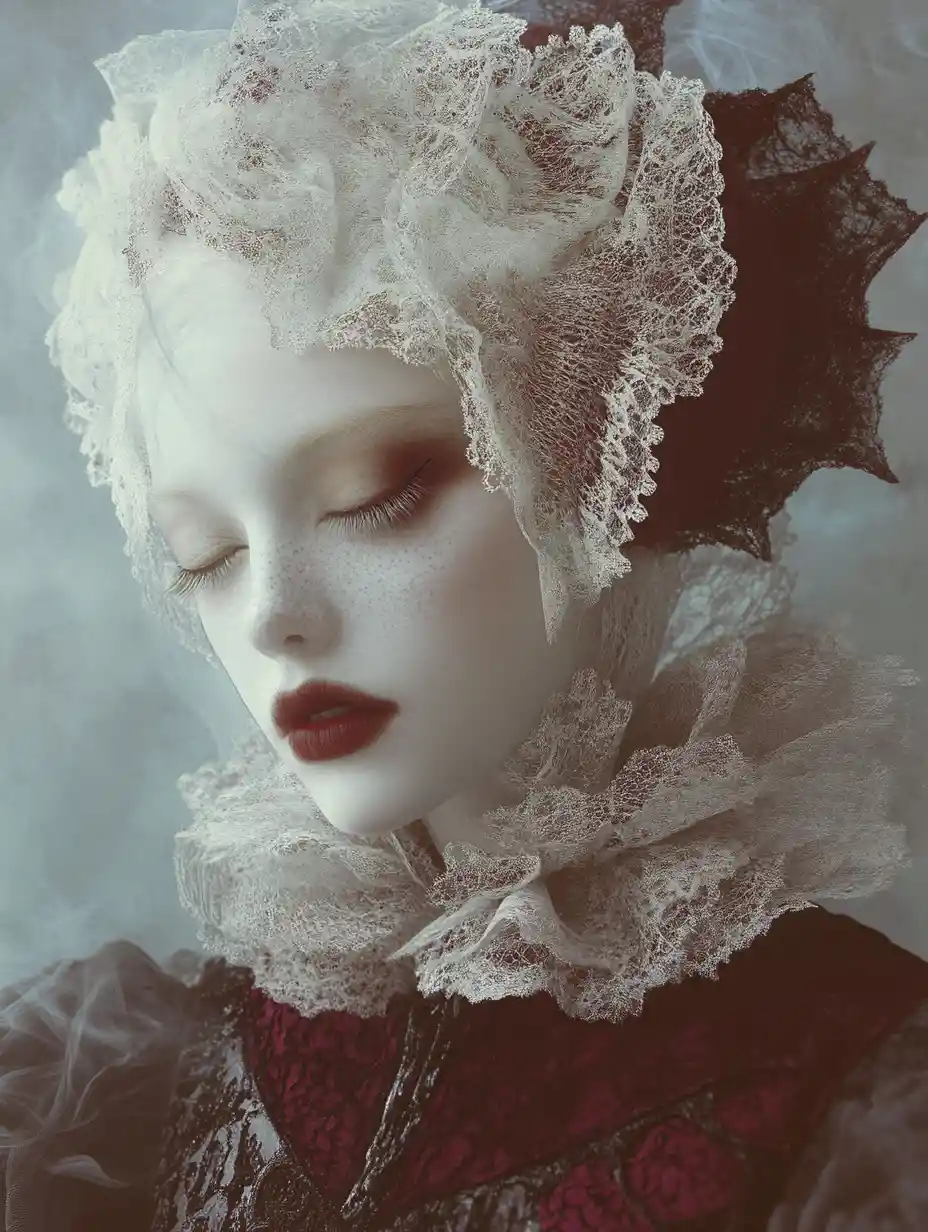Surreal elf woman emerging from a dreamlike fog