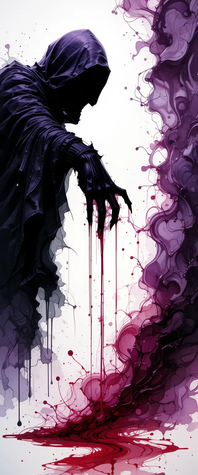 Vampire Silhouette In Swirling Alcohol Ink Shadows