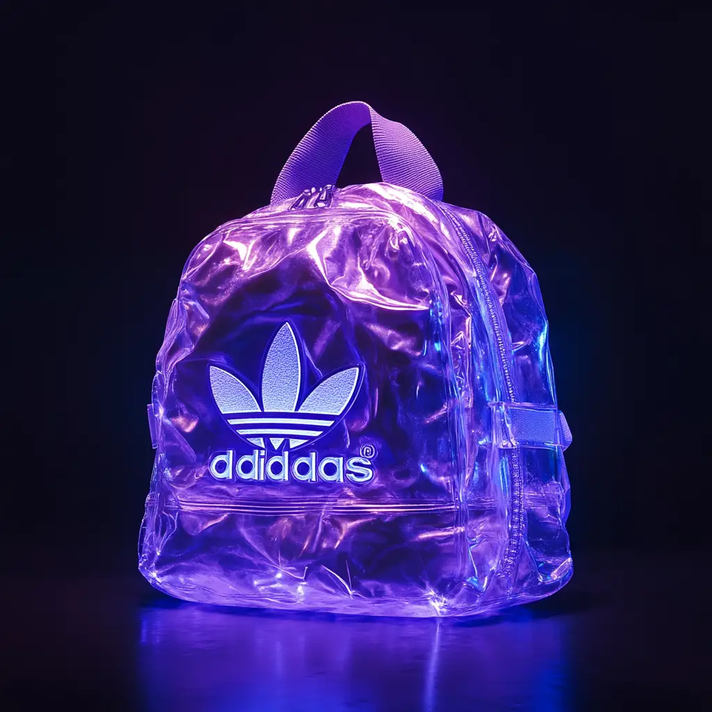 Purple Adidas ice backpack on clean solid background