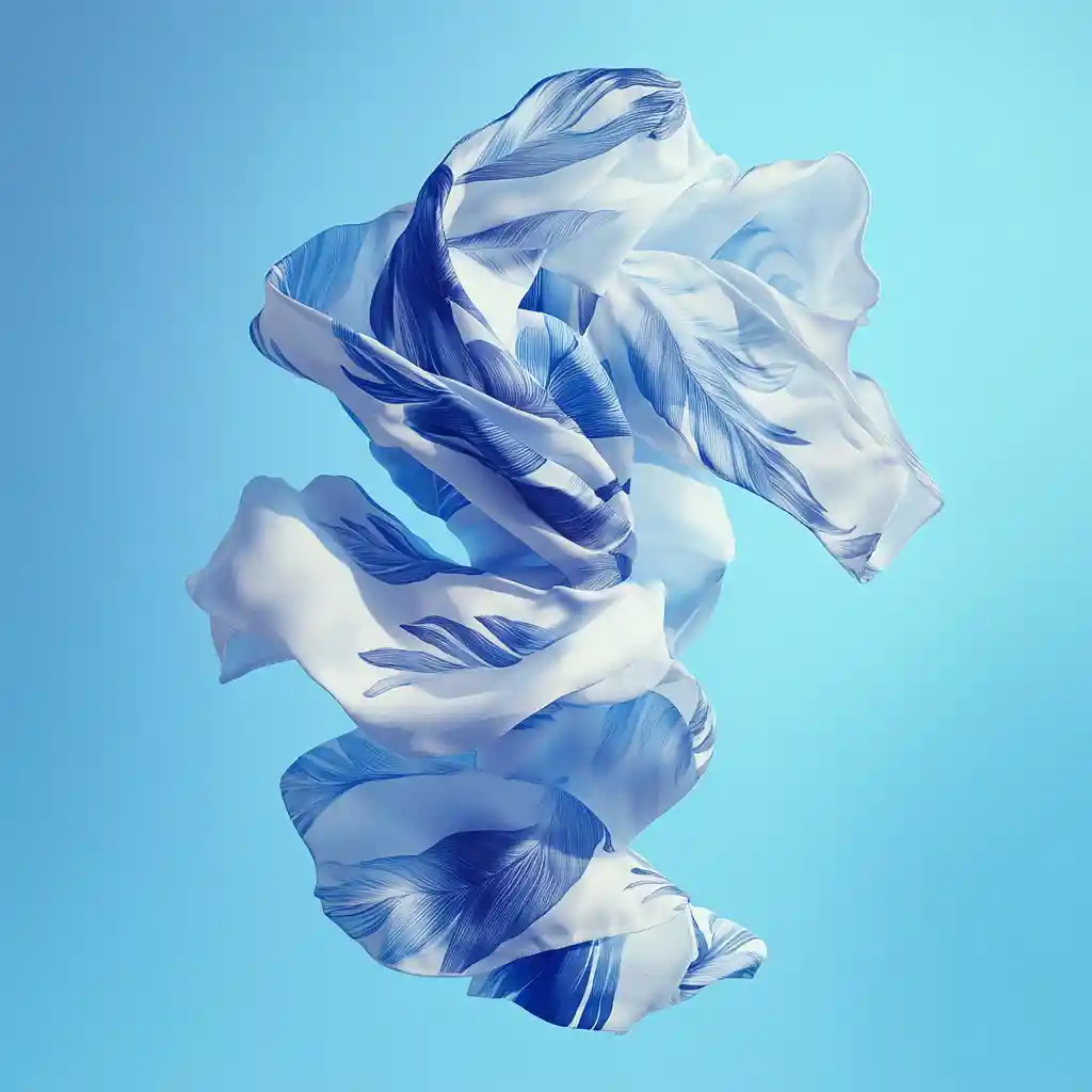 Close up of spinning hawaiian shirt on blue studio background