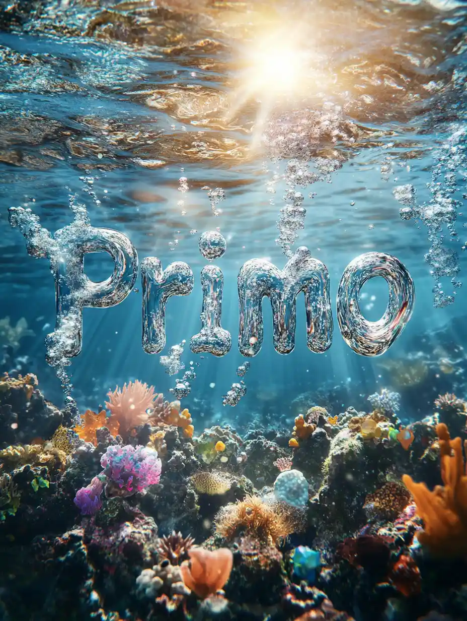 水下氣泡形成的 Primo 字樣