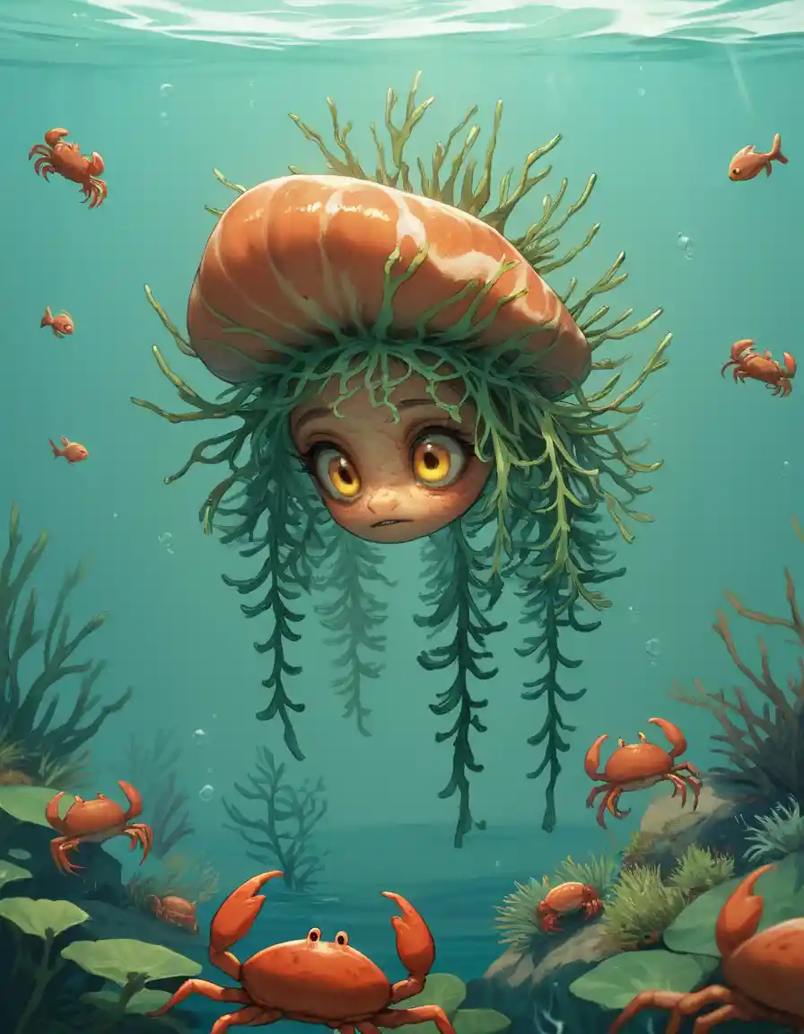 Eerie Green Aquatic Monster On The Ocean Floor