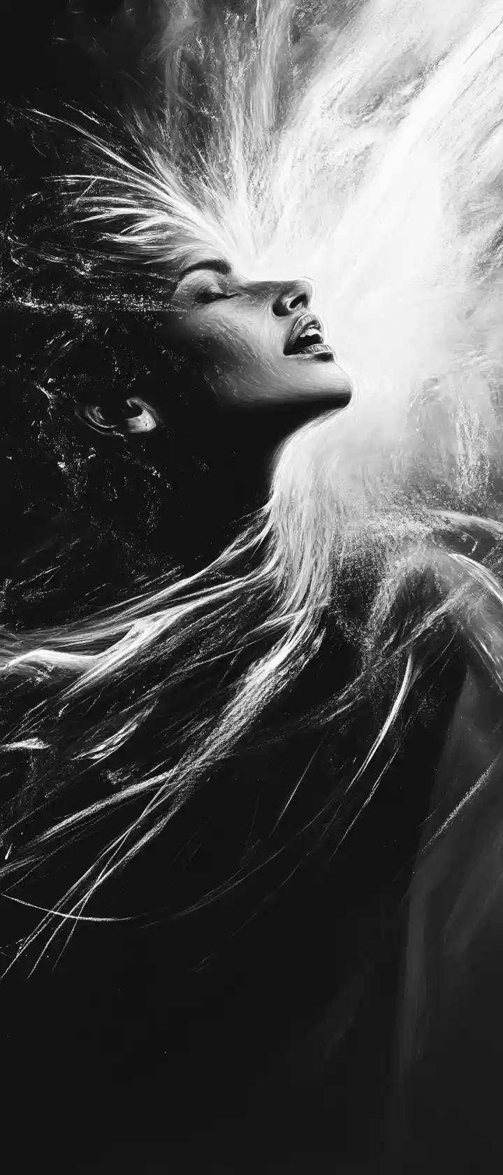Surreal charcoal lines capturing raw dynamic motion