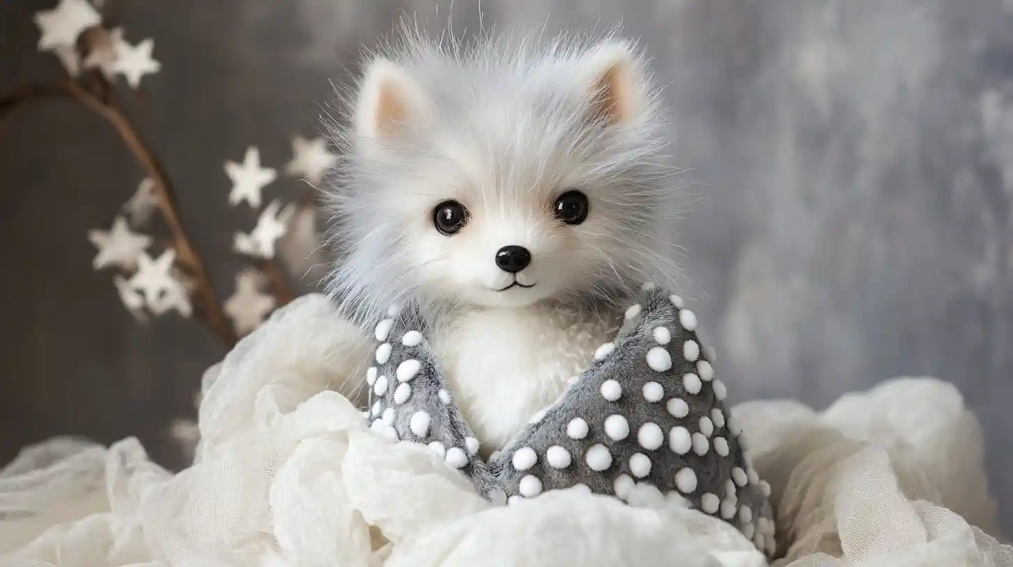 Adorable round fantasy creature with soft velvet fur
