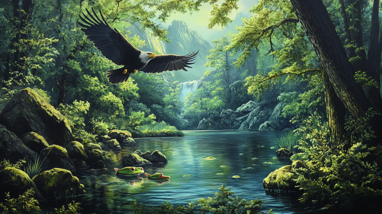 Majestic seascape with tranquil waters and eagles