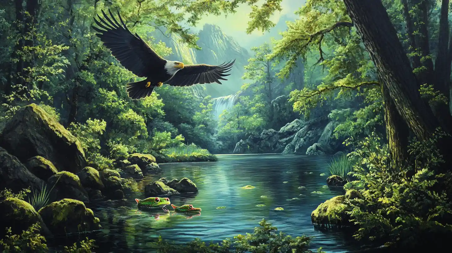 Majestic seascape with tranquil waters and eagles