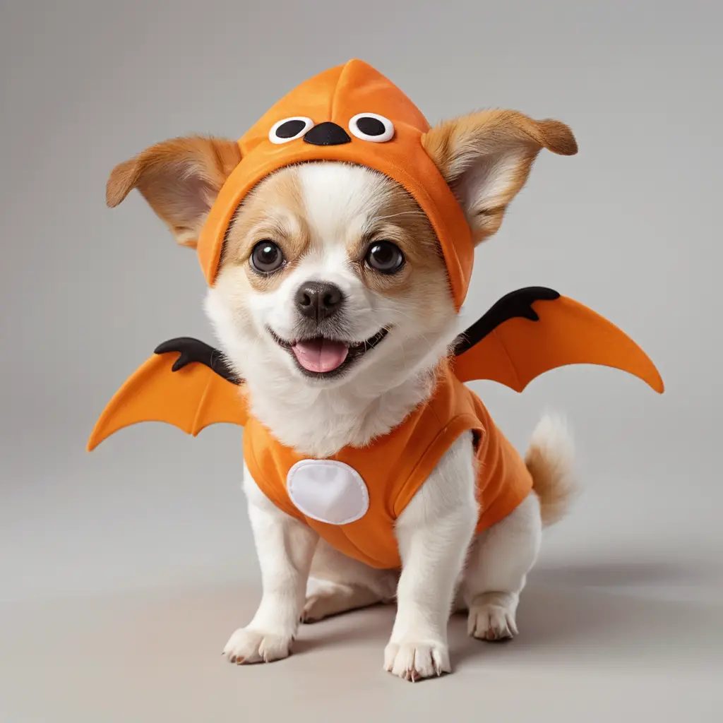 Cute cartoon puppy in a playful halloween costume
