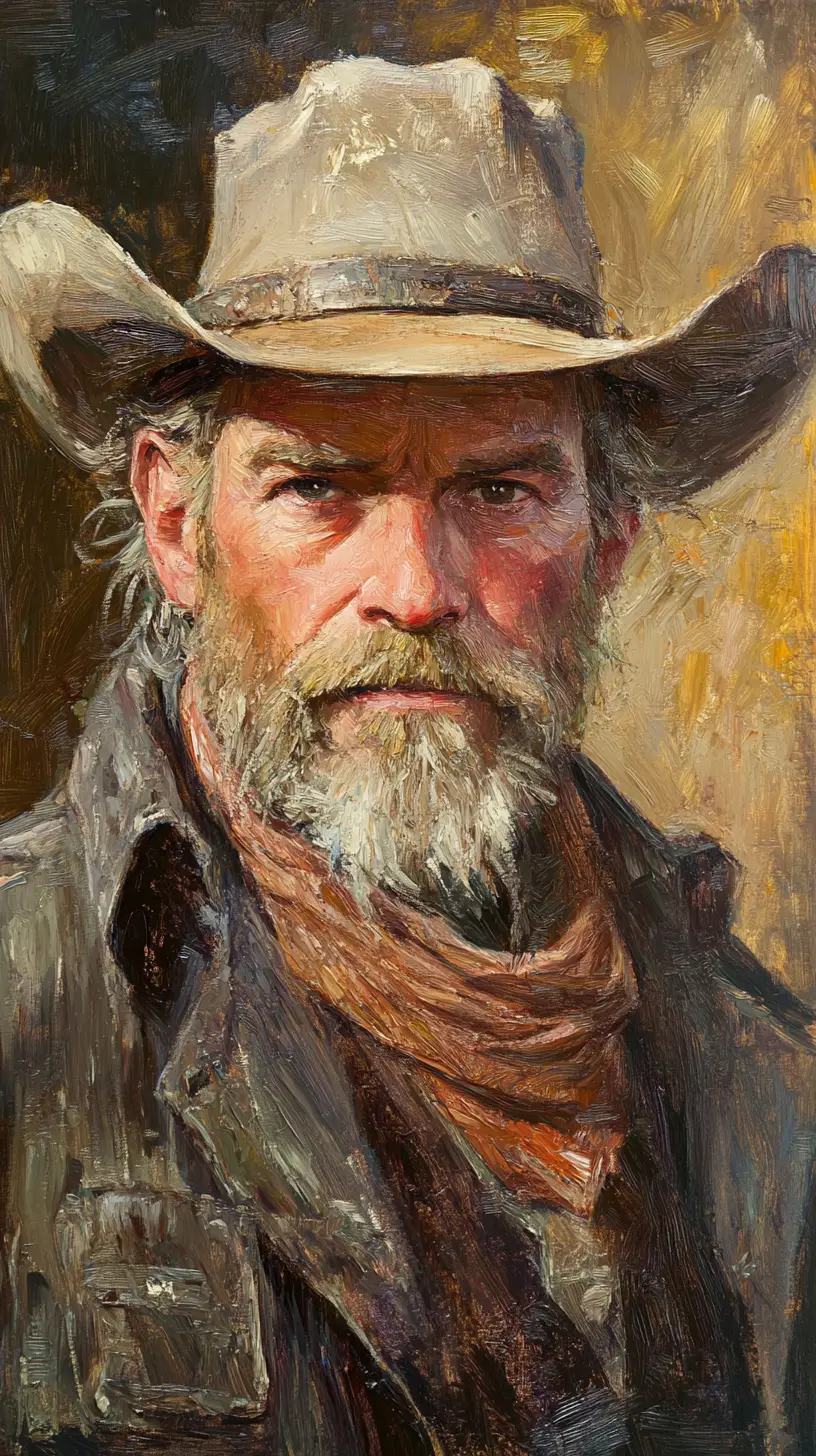 Dramatic close up portrait of a wild west cowboy