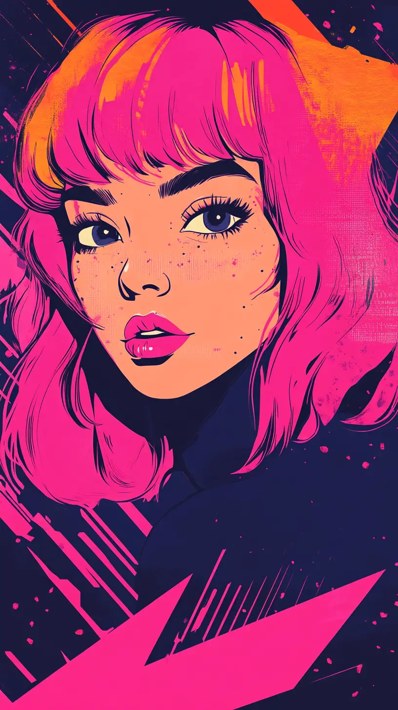 Confident girl portrait with candy colored pop art style