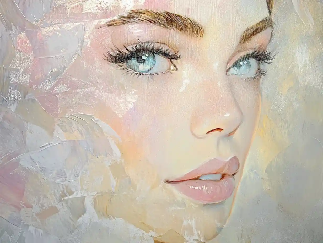 Ethereal pearly portrait of a mysterious young woman