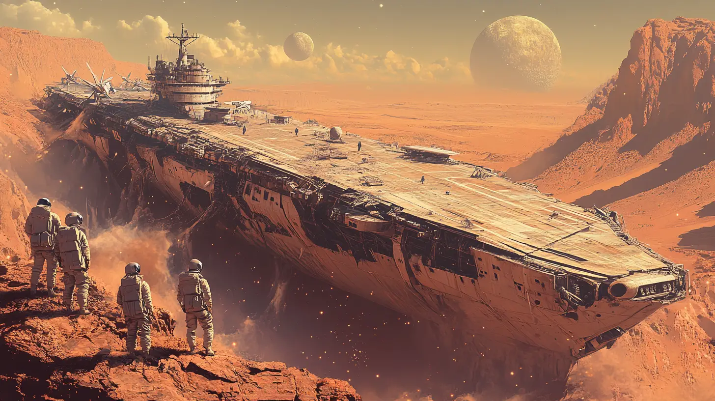 Astronauts Survey Ancient Aircraft Carrier Wreck In Desert Canyon