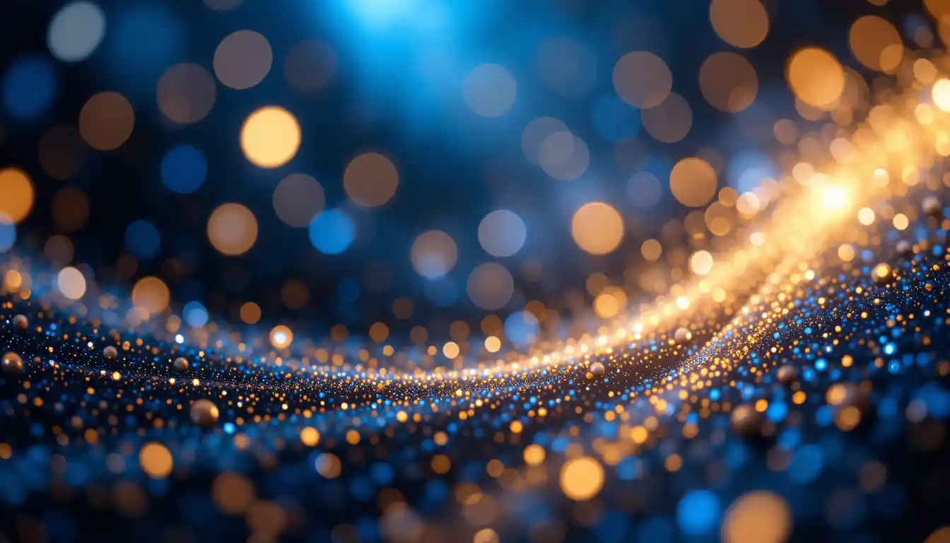Abstract glitter light bokeh background in blue and gold