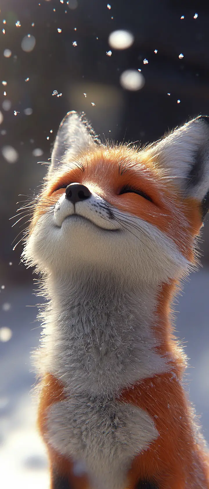 Hyper realistic red fox pup in arctic snow close up