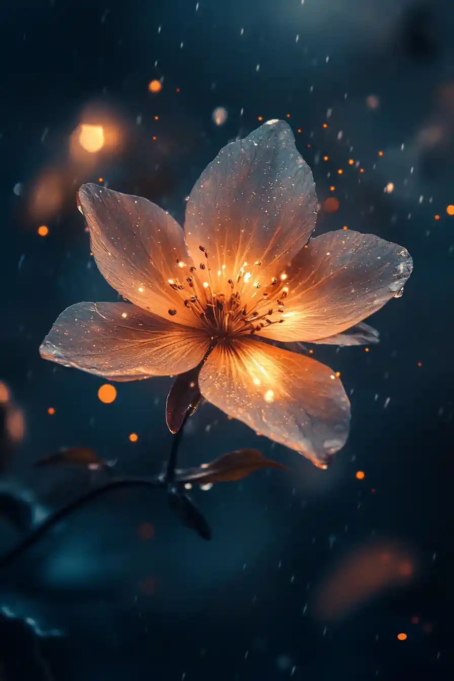 Glowing mystic flower in a dreamy fantasy landscape