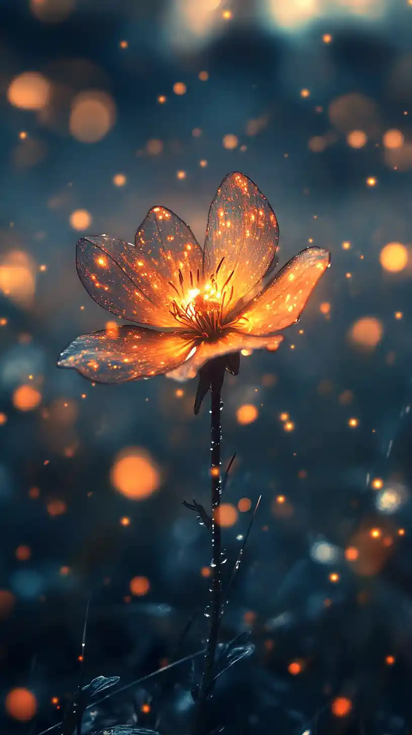 Glowing Mystic Flower In A Dreamy Fantasy Landscape